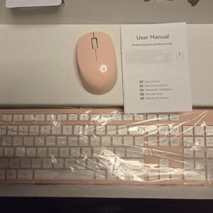 Pink Wireless Keyboard and Mouse Combo
